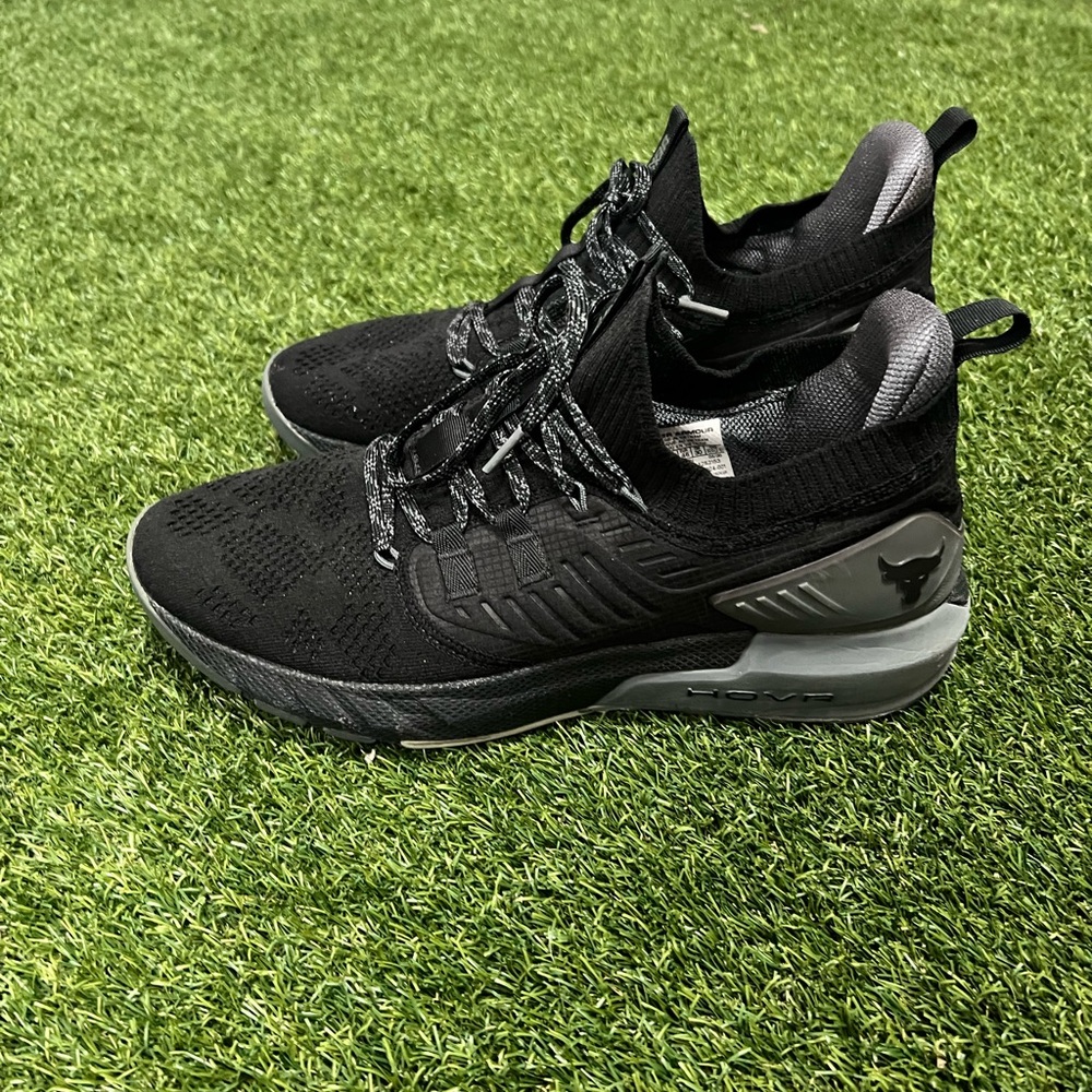 Under Armour Black and Gray Athletic Shoes with Knit Upper